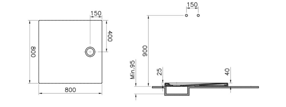 Alterna receveur de douche design 2 rectangulaire ultraplat 120x90 – dimensions produit - 7939236 - Dimension 2